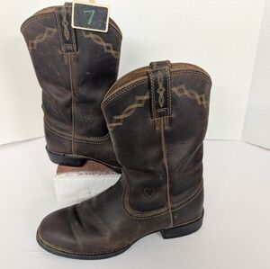 Ariat Dark Brown Heritage Roper Leather  Boots Size 7